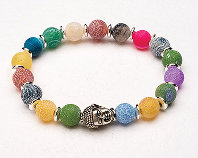BUDDHA POWER BRACELET -FROSTED AGATE MIX