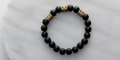 10MMBLACK MATTE 3 GOLD SPACERS