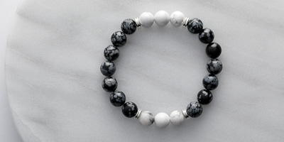 10MM SNOWFLAKE OBSIDIAN W/ HOWLITE