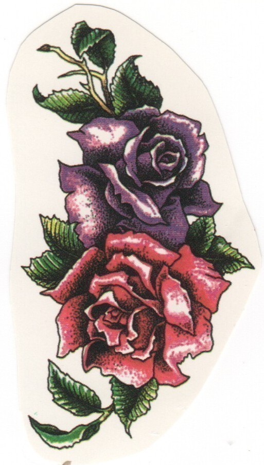 Temporary Tattoo - Purple Red Roses
